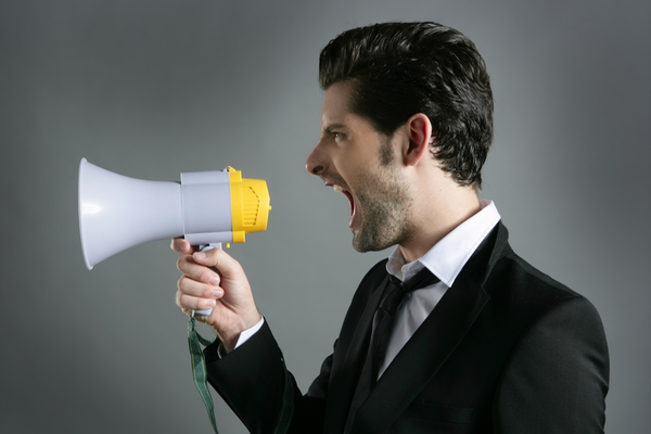 You shouldn’t use a loudspeaker, it is better to go to scenic speech courses