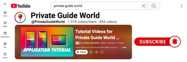 der Abschnitt TUTORIAL-VIDEOS auf dem YouTube-Kanal @PrivateGuideWorld unter https://youtube.com/@PrivateGuideWorld