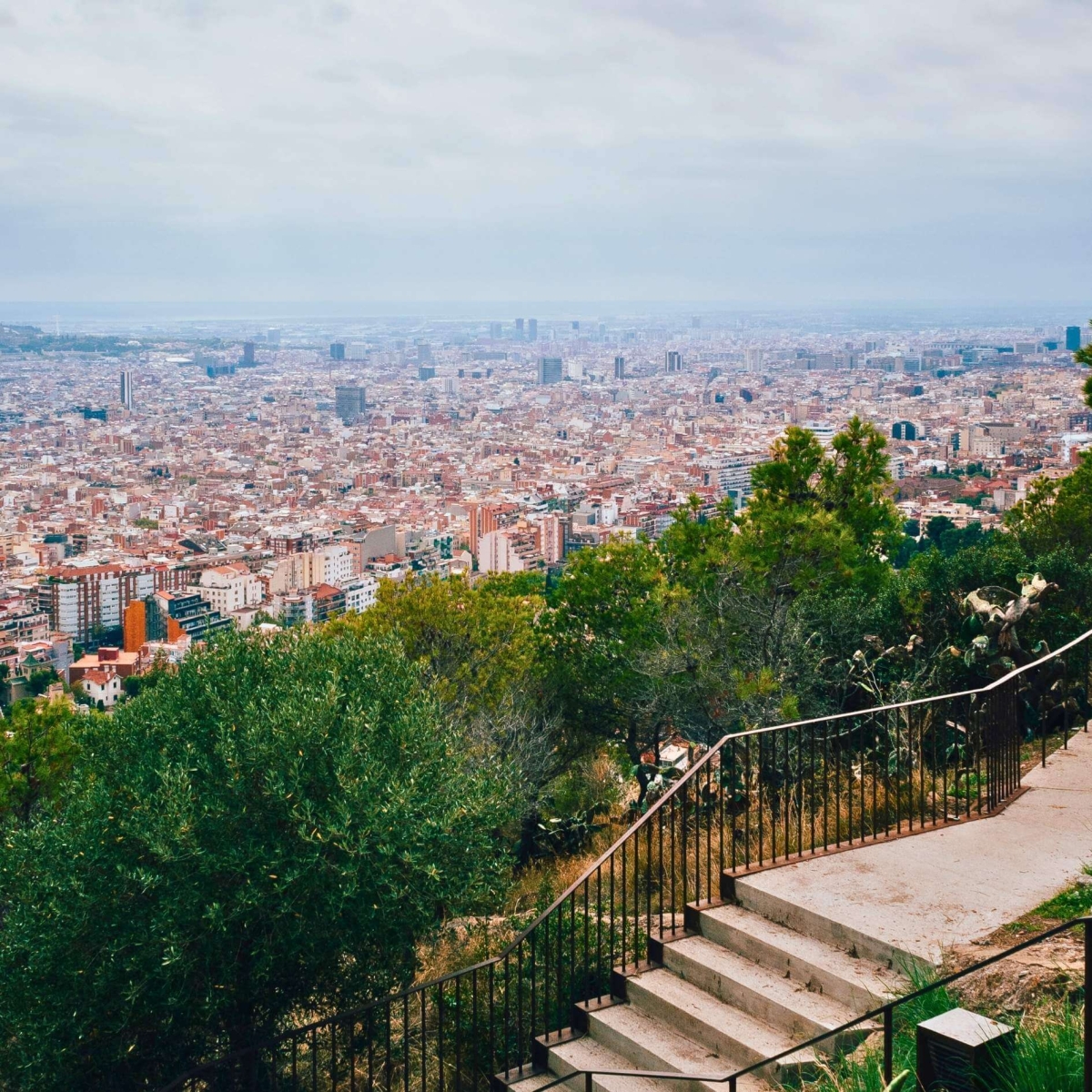 Areial view of Barcelona from Bunquers del Carmel, Spain