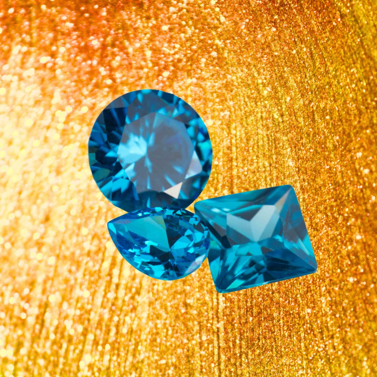 Three different types of blue gems of Burma