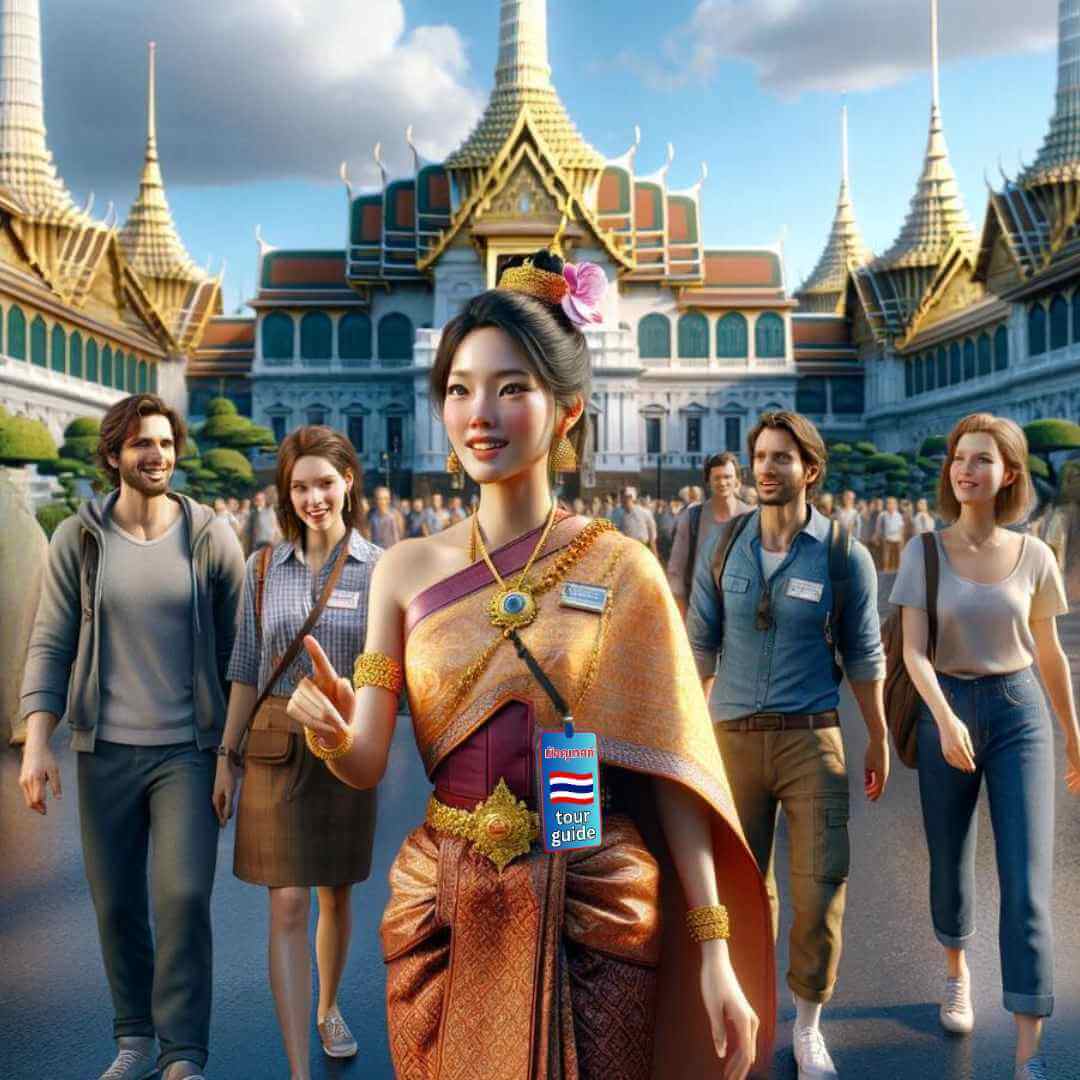 El guía turístico local de habla inglesa le mostrará el Gran Palacio ubicado en el corazón de Bangkok, Tailandia, que fue una antigua residencia del rey Rama I al rey Rama V del Reino de Rattanakosin.