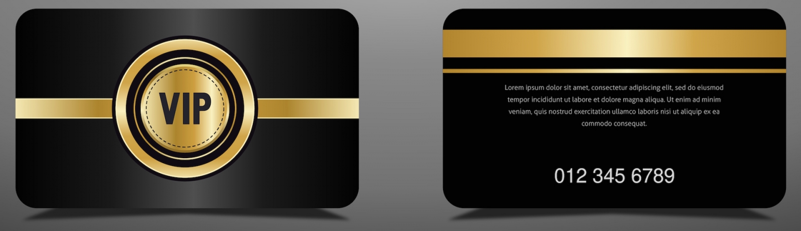 carta vip oro di lusso ed elegante sfondo nero, design di lusso per membri VIP.