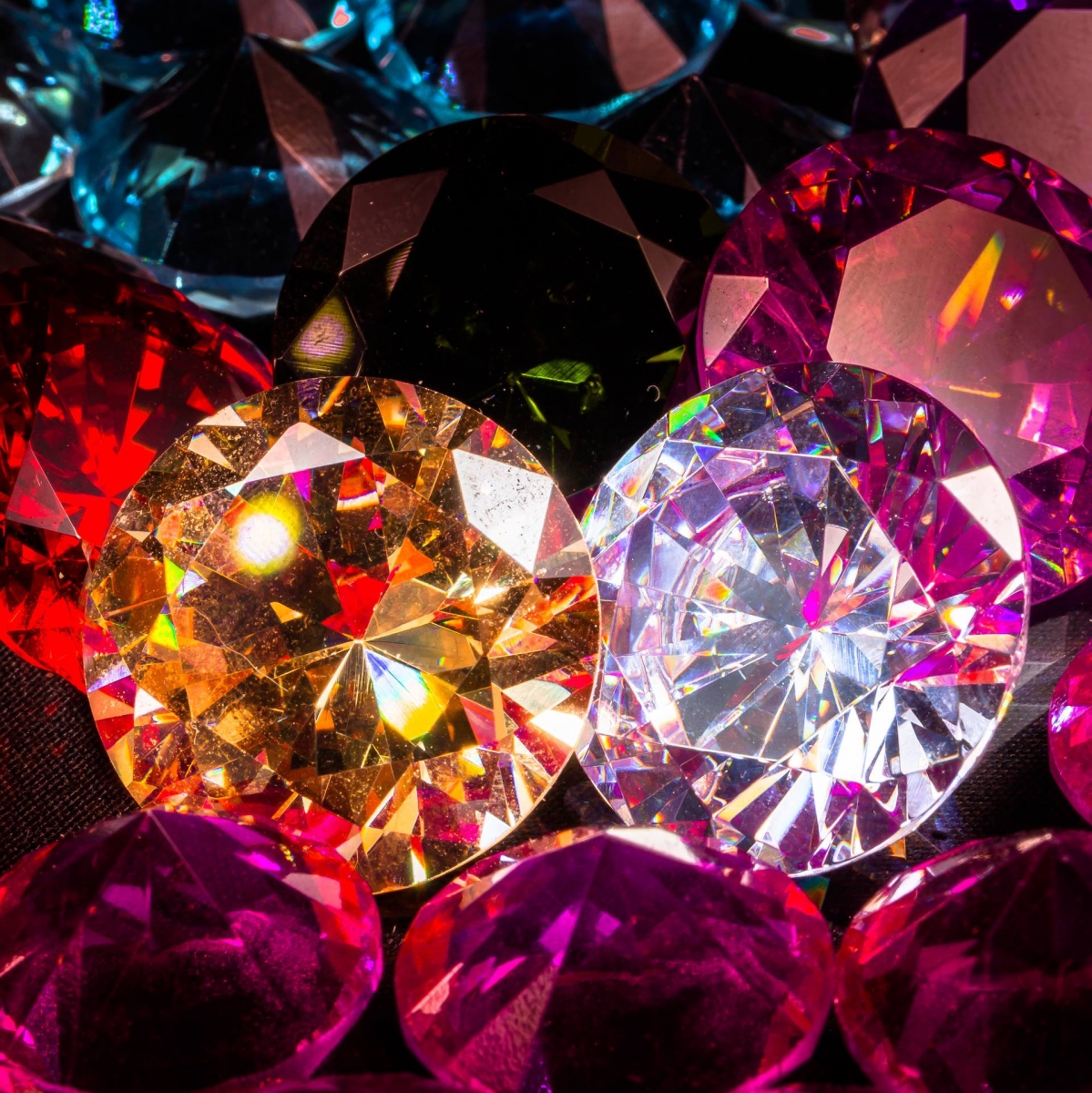 Colorful polished diamond jewelry