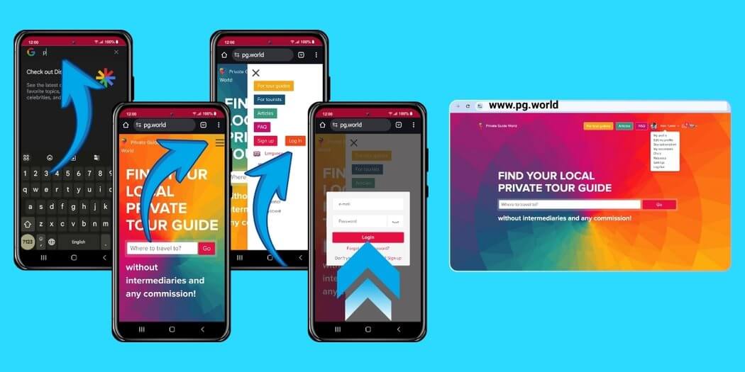 log in on phone on popular mobile browsers