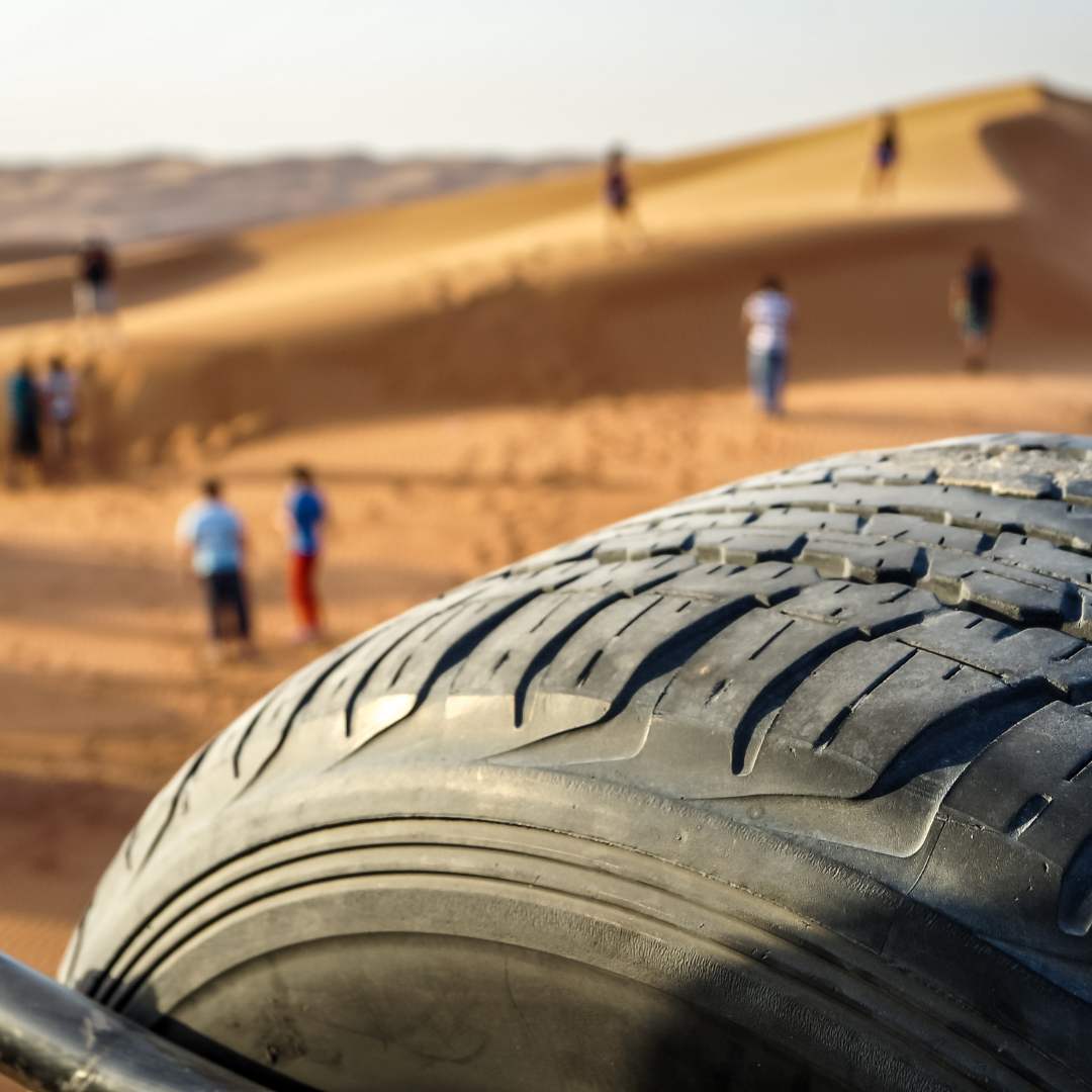Offroad vehicle safari in the desert sand dunes of Morocco
