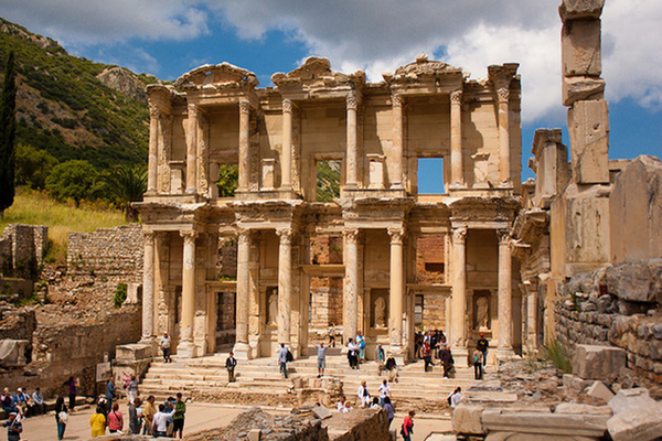 Ruins of an ancient theater in Side represent a popular tourist site