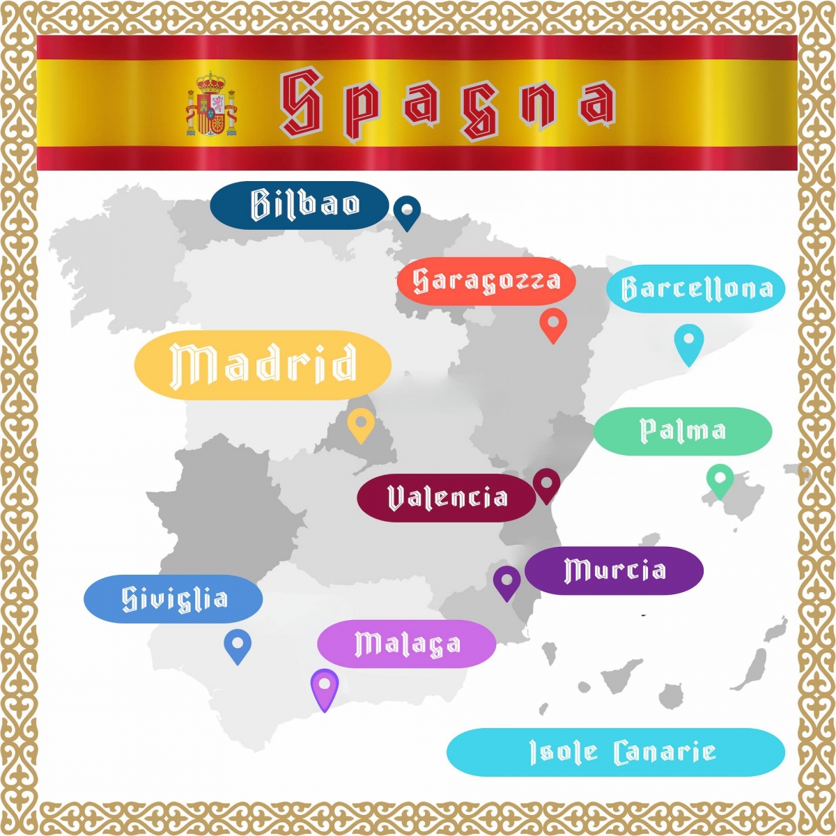 Mappa della Spagna in italiano, pagina 1