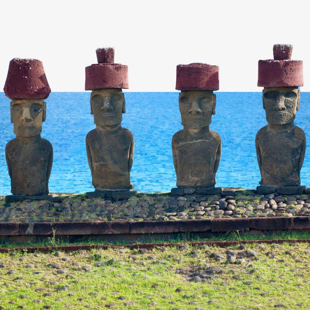 Isola di Pasqua Cile Moai alla spiaggia di Anakena