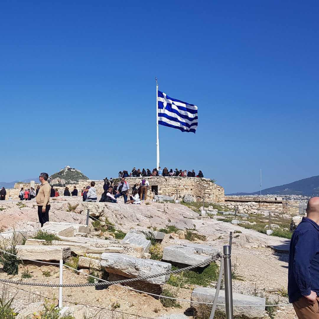 La bandiera greca nell'Acropoli