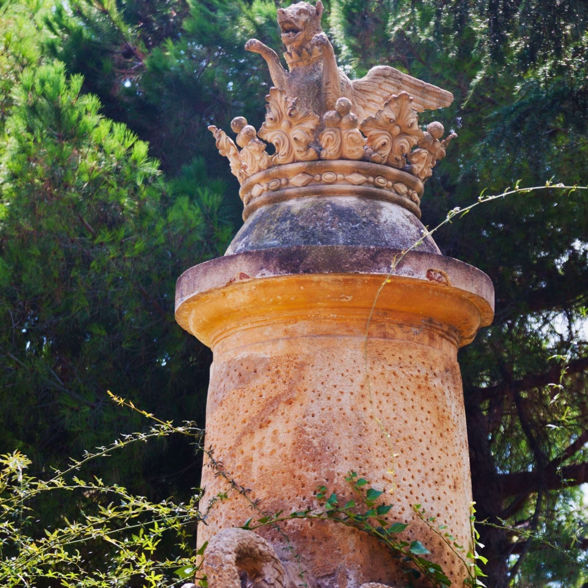 Sculpture at Labyrinth Park of Horta in Barcelona