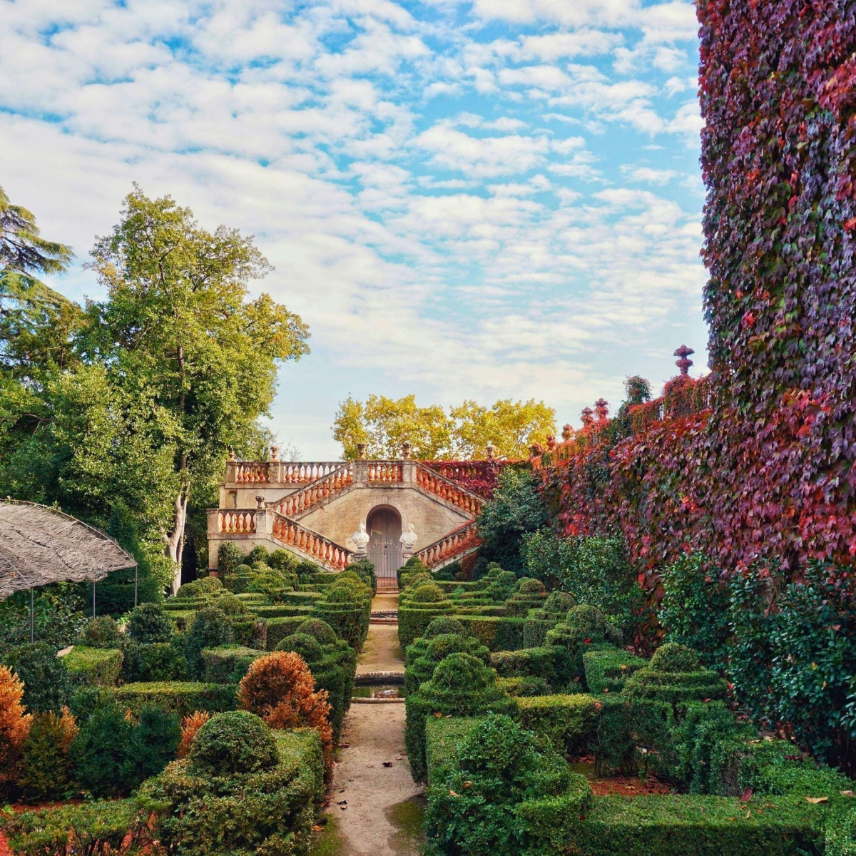 Beautiful photo of Labyrinth maze in Horta in Barcelona during a sunny day with some white clouds