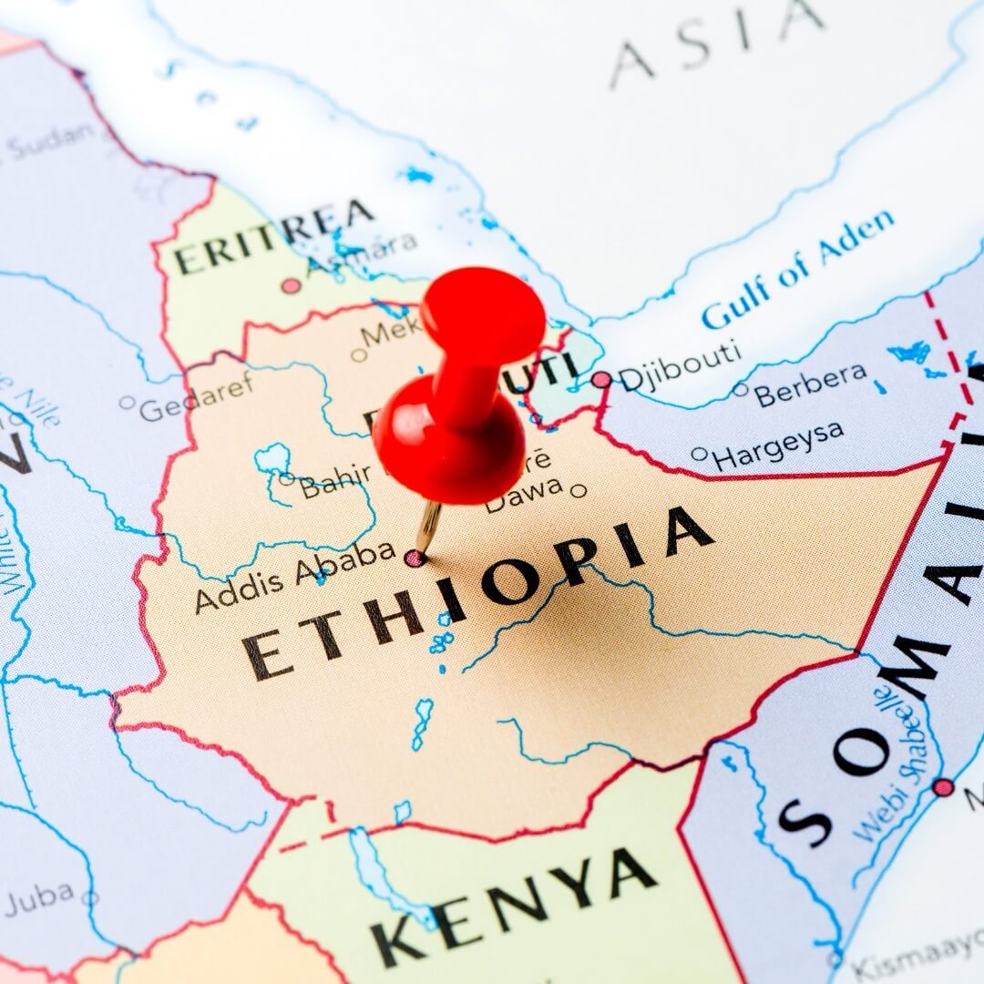 Ethiopia on the map