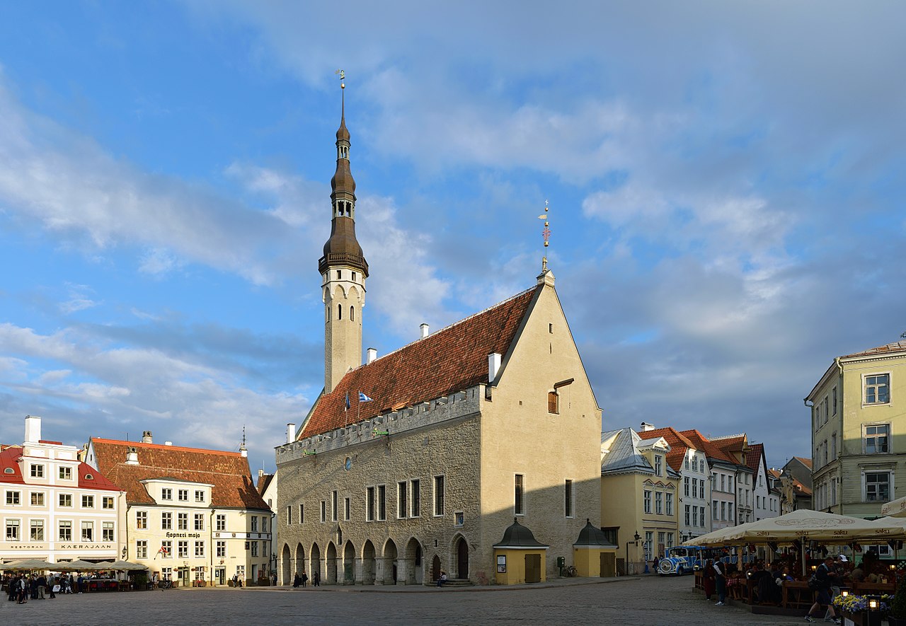 Tallinn Town Hall, built in 1402–1404, is oldest town hall in Scandinavia and Baltic states. Gothic pyramidal spire was replaced by a Late-Renaissance spire in 1627. A weather vane "Old Thomas" was put on top of the spire in 1530.