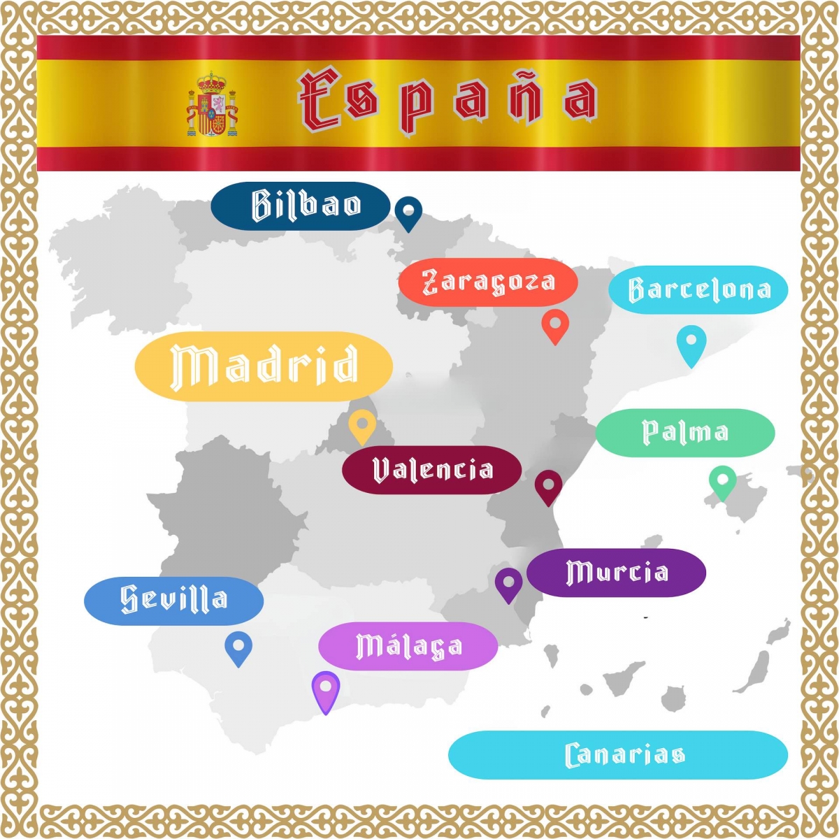 mapa de españa en español 1