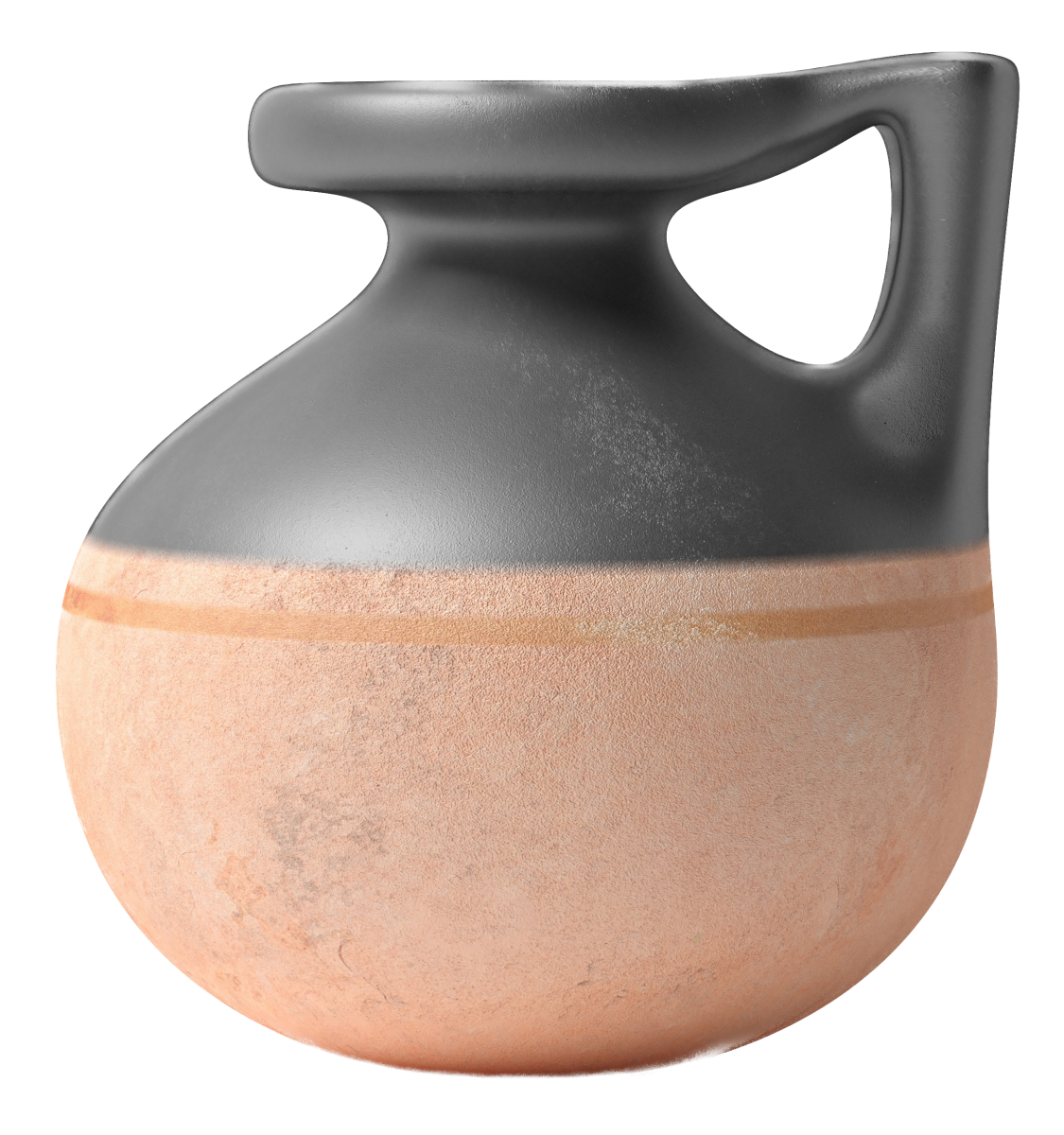 Vasija pequeña de cerámica griega antigua con mango aislado