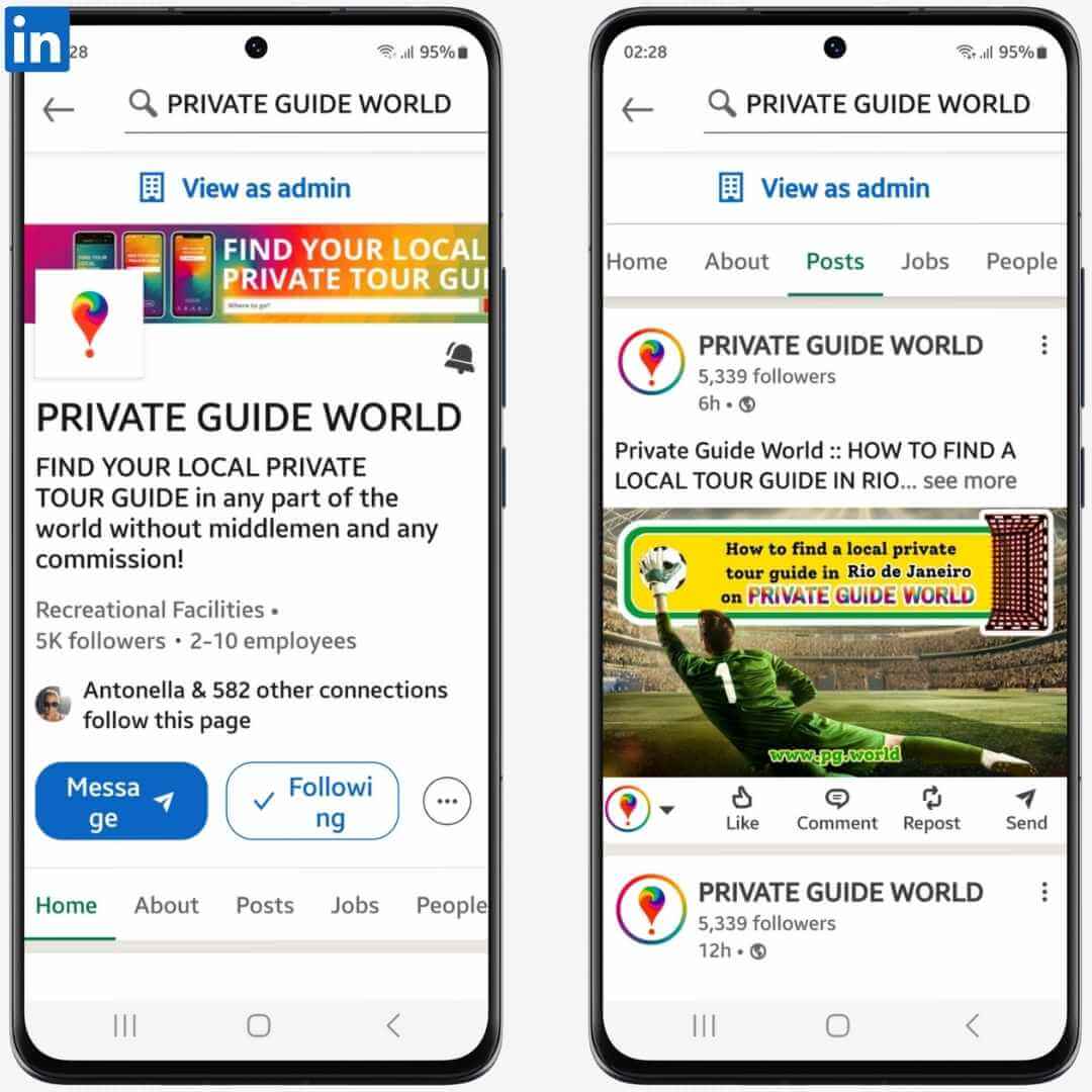 La version mobile du compte Instagram de la plateforme PRIVATE GUIDE WORLD