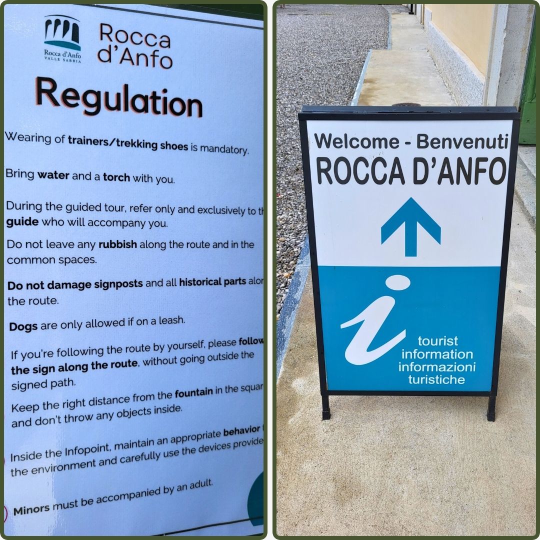 A Rocca d'Anfo il y a un bureau d'information et quelques règlements.