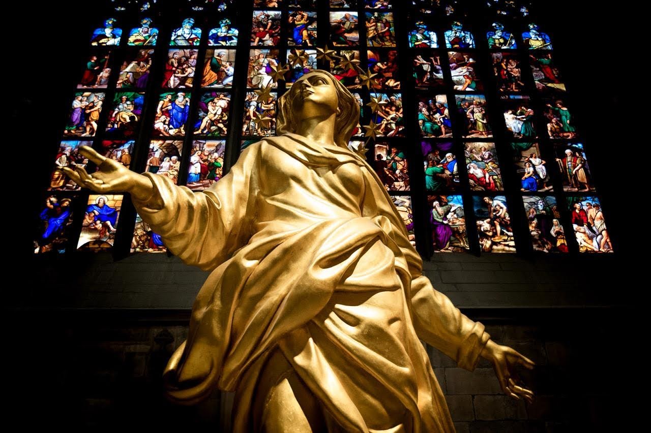 Statue of the Virgin Mary in the cathedral church of Milan