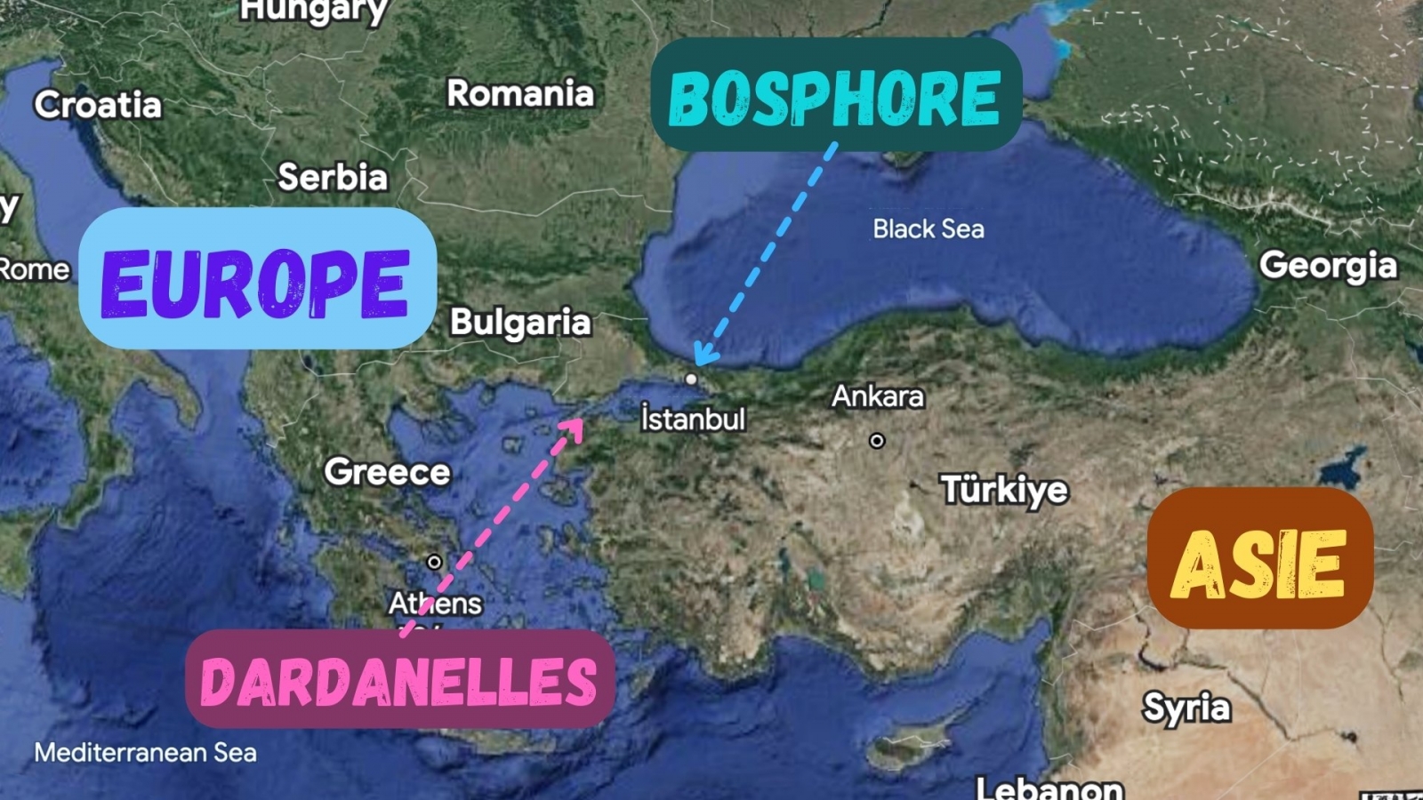 Carte Europe-Bosphore-Asie