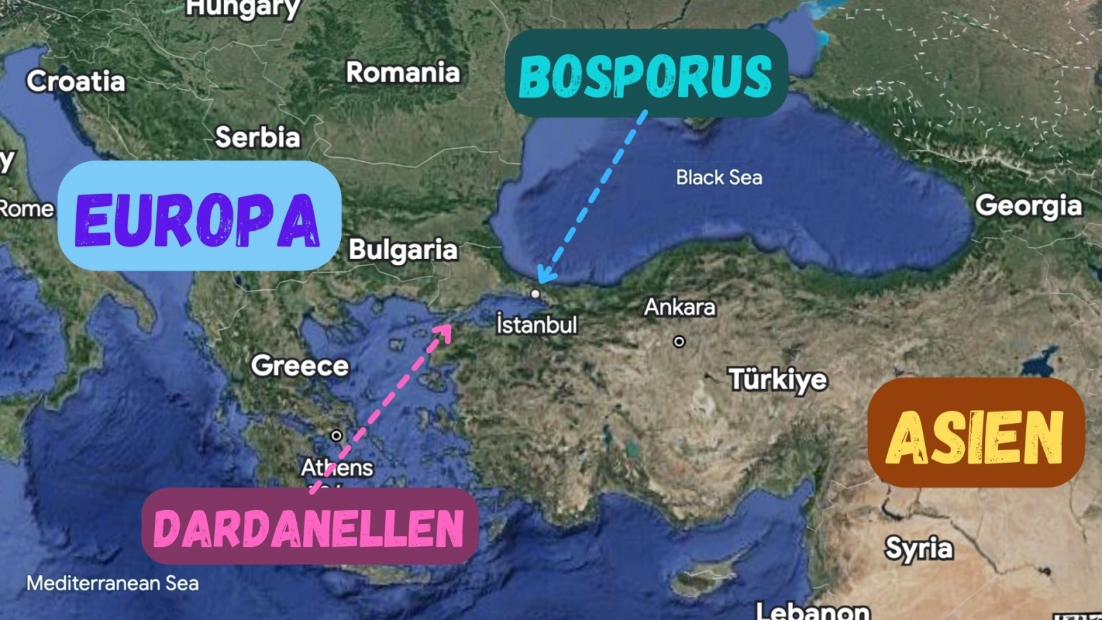 Europa-Bosporus-Asien-Karte