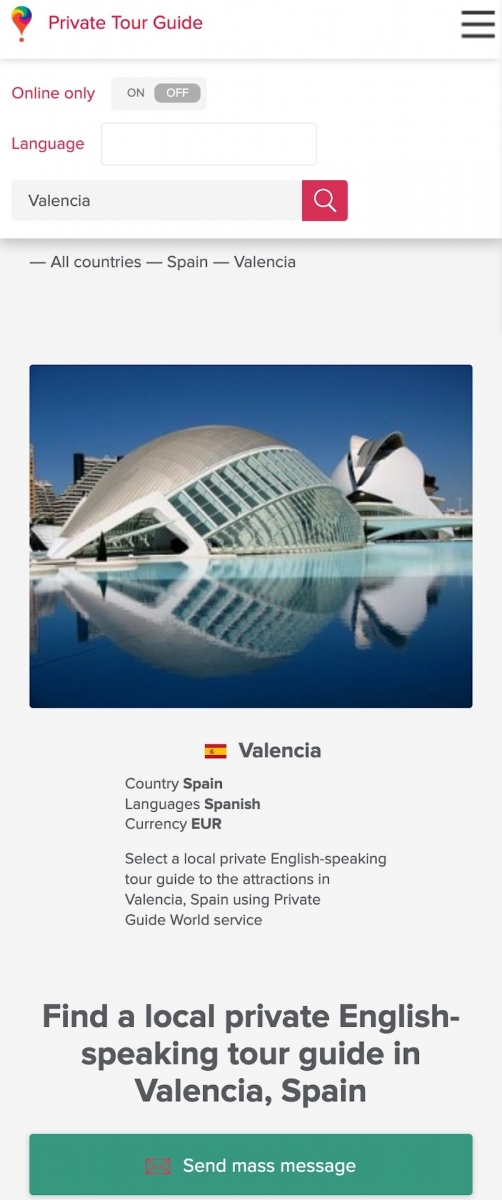 List of local tour guides in Valencia from the PRIVATE GUIDE WORLD online platform at www.pg.world, page 1