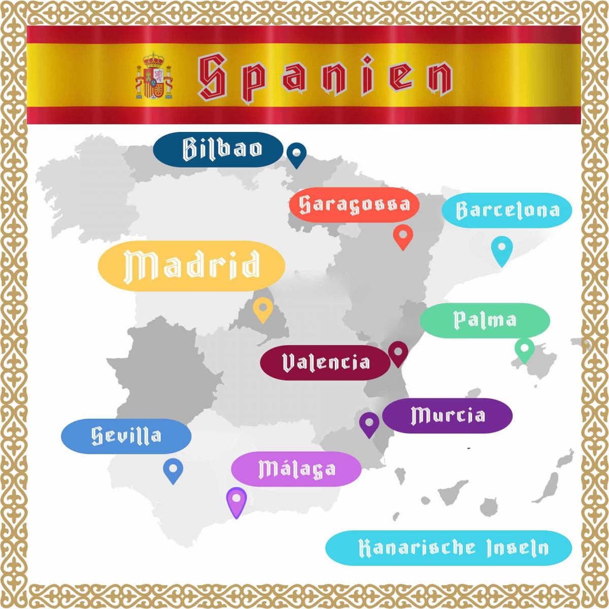 Karte von Spanien, Teil 1