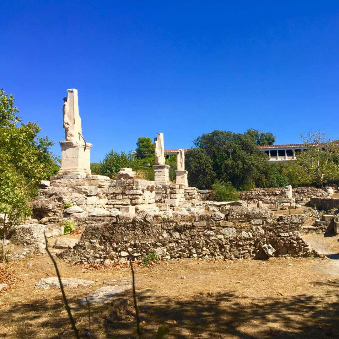 Resti dell'Odeon di Agrippa, una grande sala da concerto situata al centro dell'antica Agorà di Atene