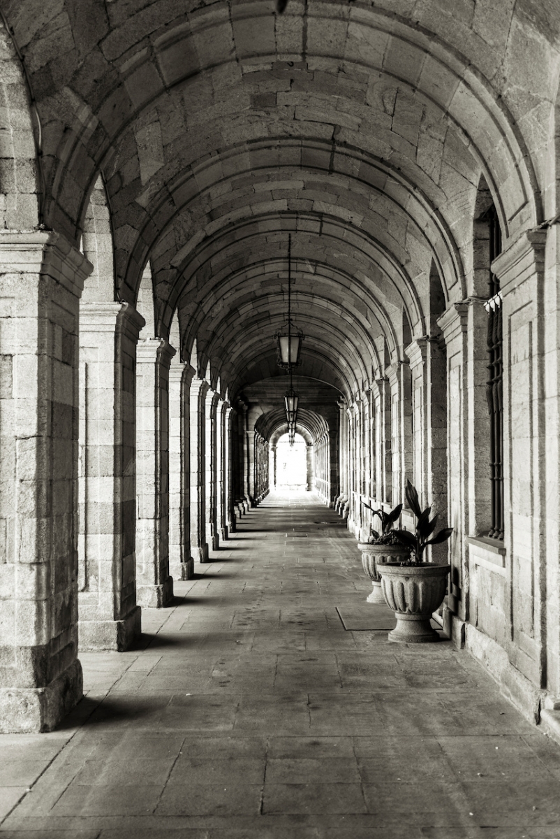 Arches de la Plaza del Obradoiro (Santiago de Compostela, La Coruña - Espagne
