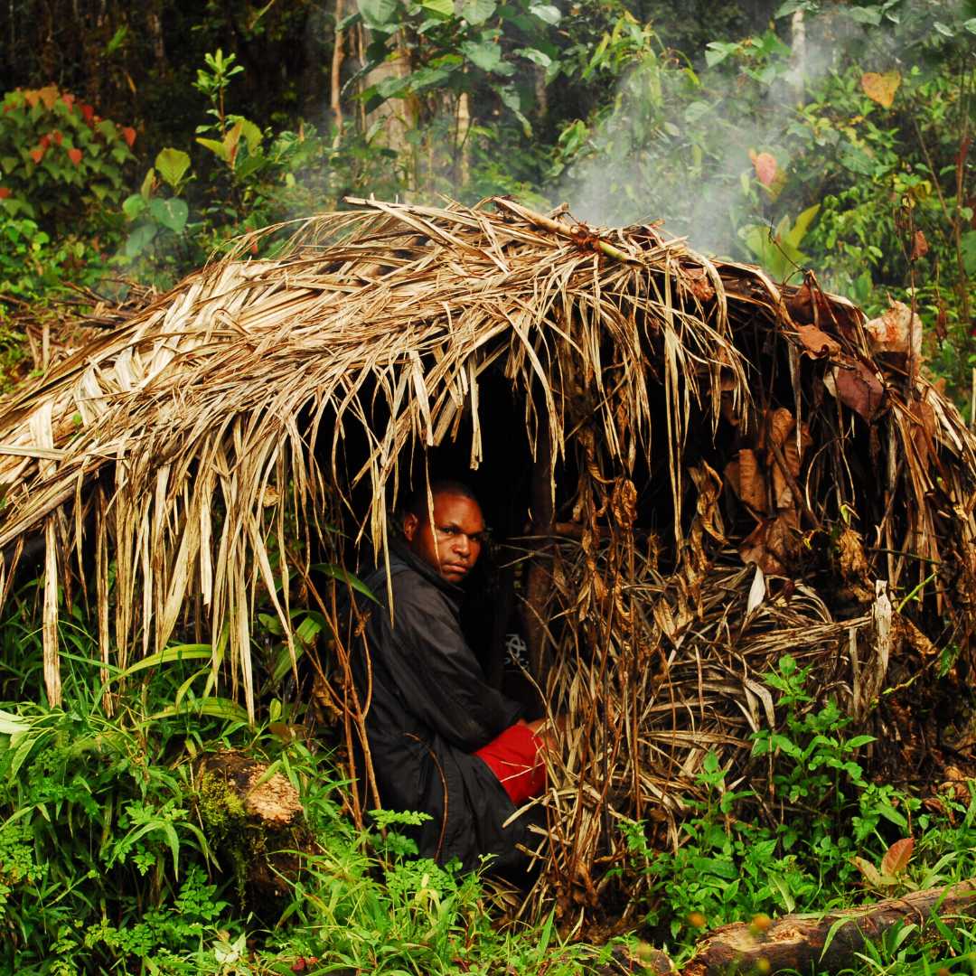 Hütte fotografiert in Papua-Neuguinea am Kraterberg in der Nähe von Goroka