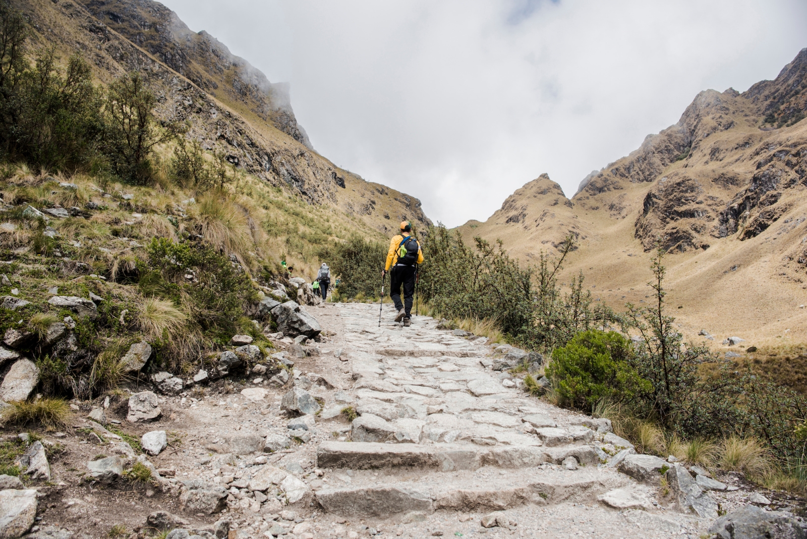 Man hiking the Inca Trail to Dead Woman's Pass, Huanuco, Peru, South America