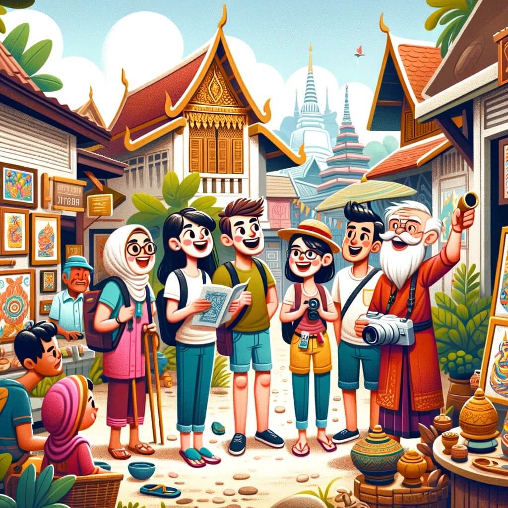 Later, after buying all the ingredients for Tom Yum soup the tourists head to the tour guide's house in the suburban residential district for an intimate cooking session