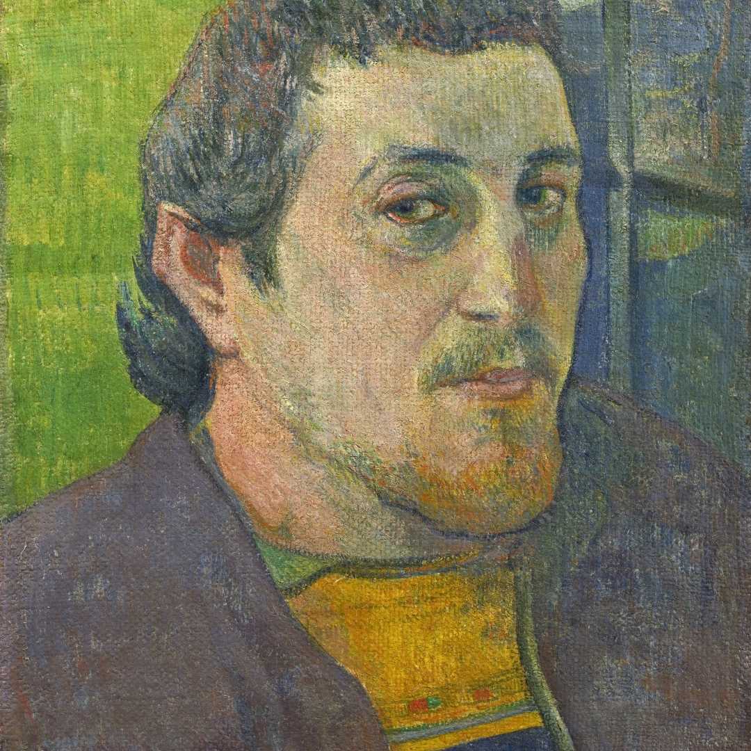 Self-Portrait Dedicated to Carriere, by Paul Gauguin, 1888-89, French Post-Impressionist painting, oil on canvas. Gauguin painted this self-portrait as a gift to fellow artist, Symbolist, Eugene Carriere