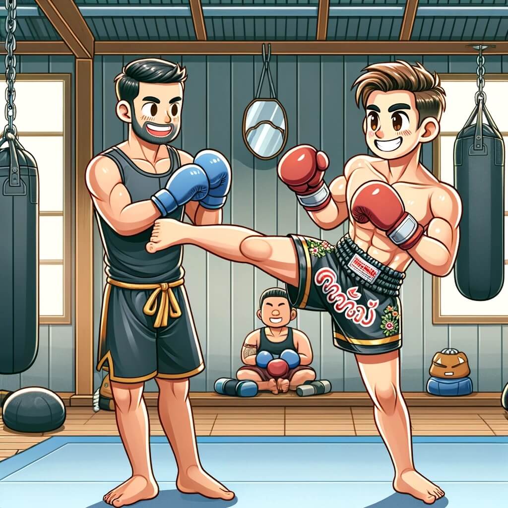 Un jeune kick-boxeur thaïlandais à l'entraînement