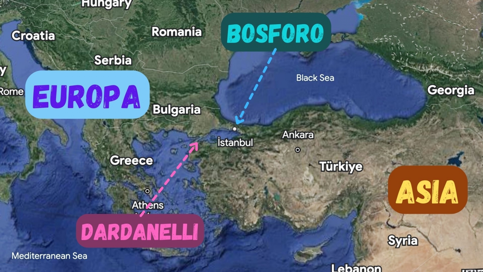 Mappa Europa-Bosforo-Asia