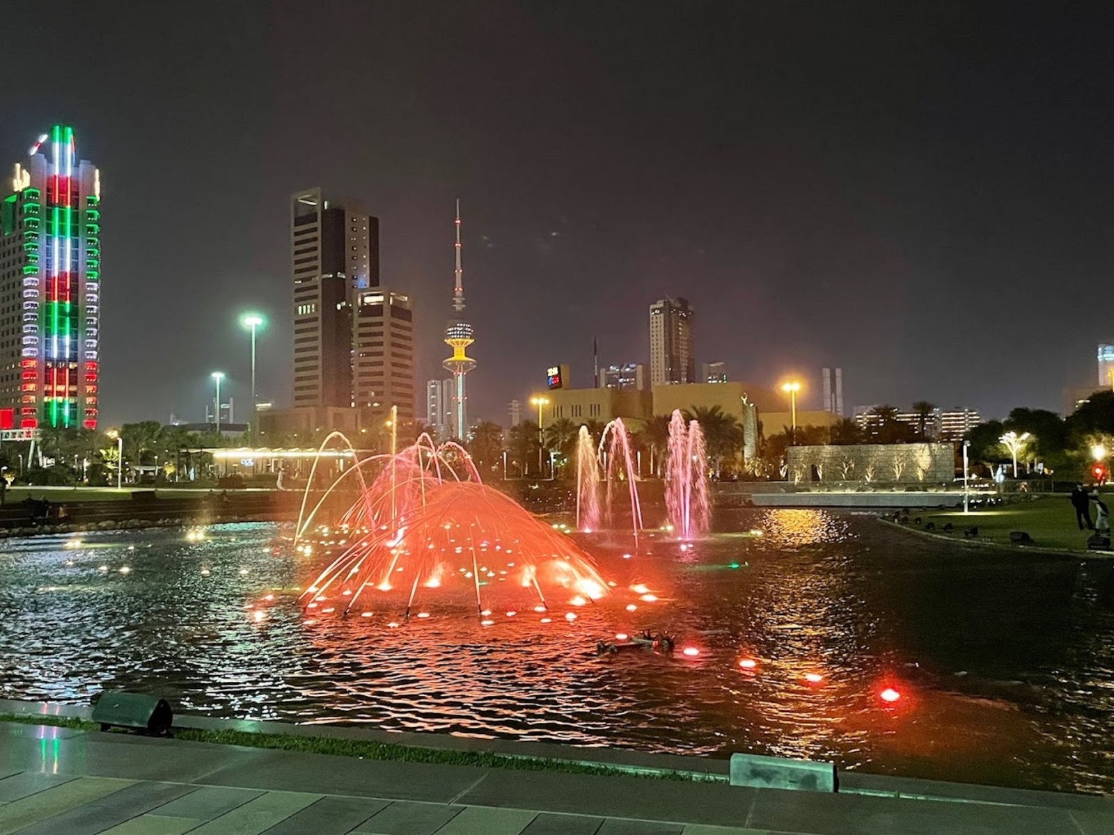 Parque de la fuente de baile musical en Kuwait