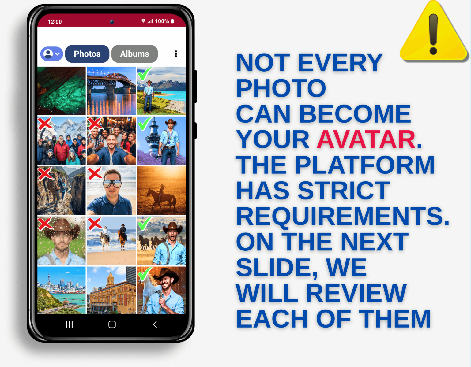 Requirements for avatar photo - choosing the right picture from the device gallery