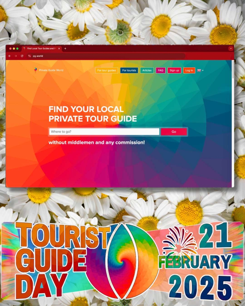 Online platform PRIVATE GUIDE WORLD at https://pg.world for finding local private tour guides worldwide.