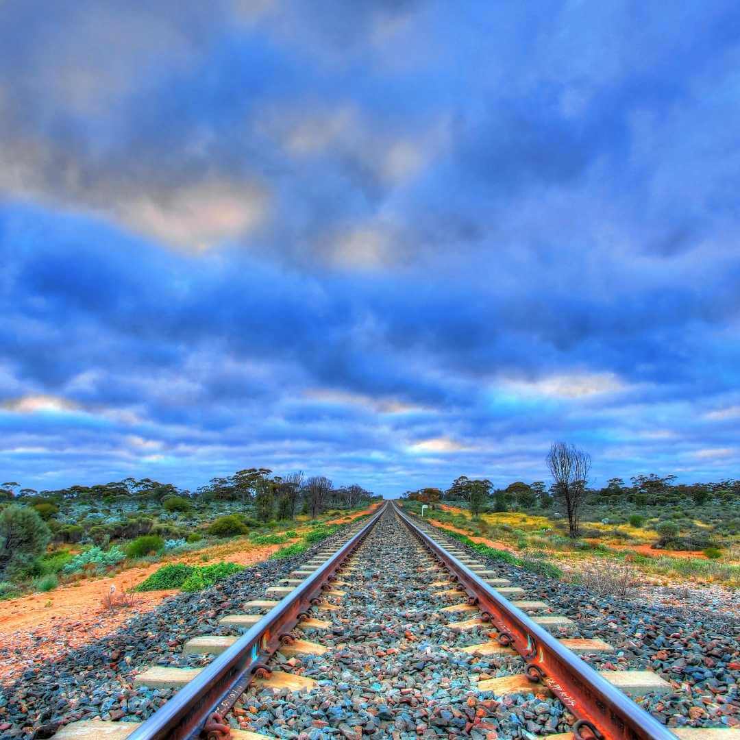 Indian-Pacific Train on Trans-Australian Railways connects two oceans