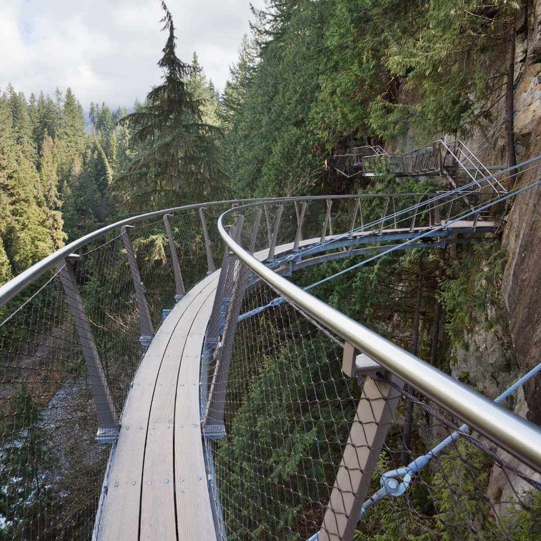 El parque del puente colgante de Capilano en Vancouver, Columbia Británica
