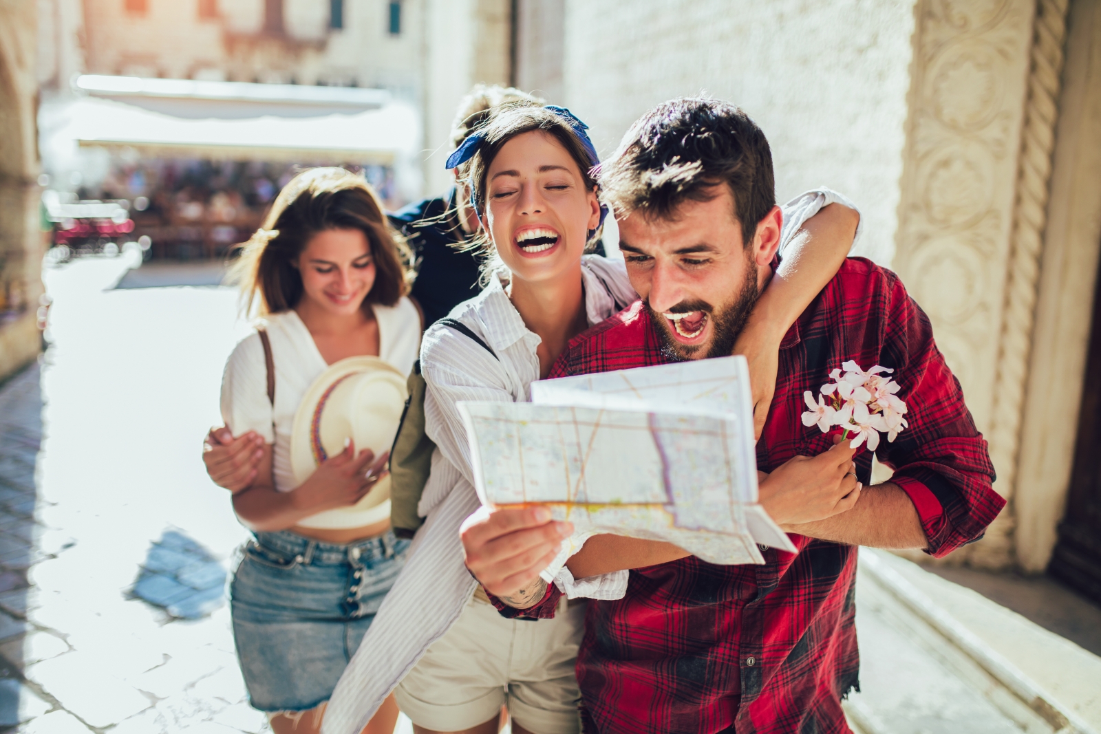 Curious tourists in Genoa