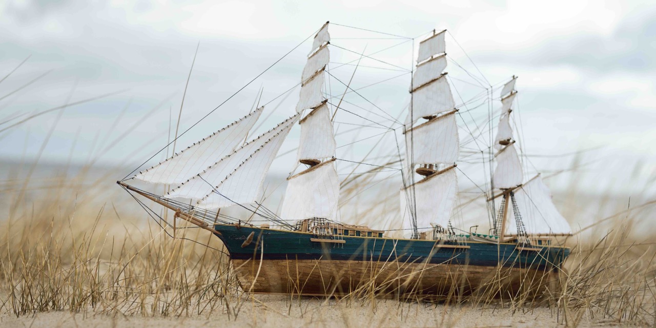 Antiquarian wooden scale model of the clipper tall ship