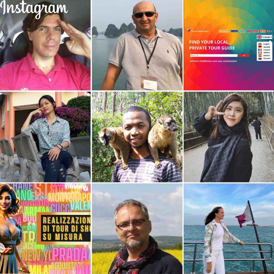 The posts in the Instagram account of the PRIVATE GUIDE WORLD platform