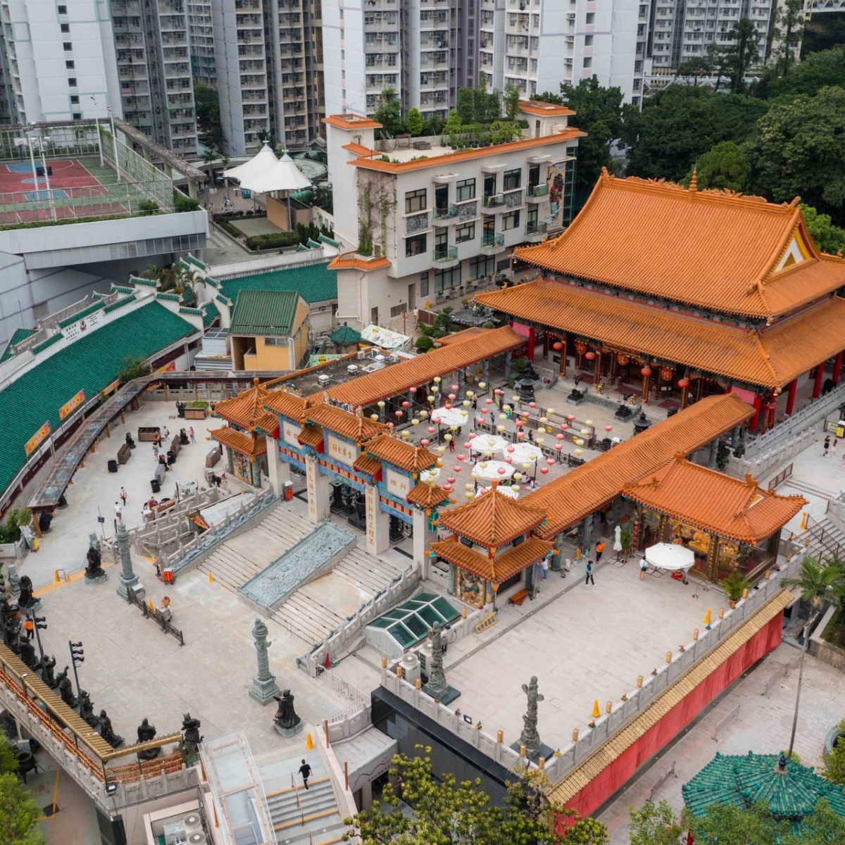 Draufsicht auf den Wong-Tai-Sin-Tempel