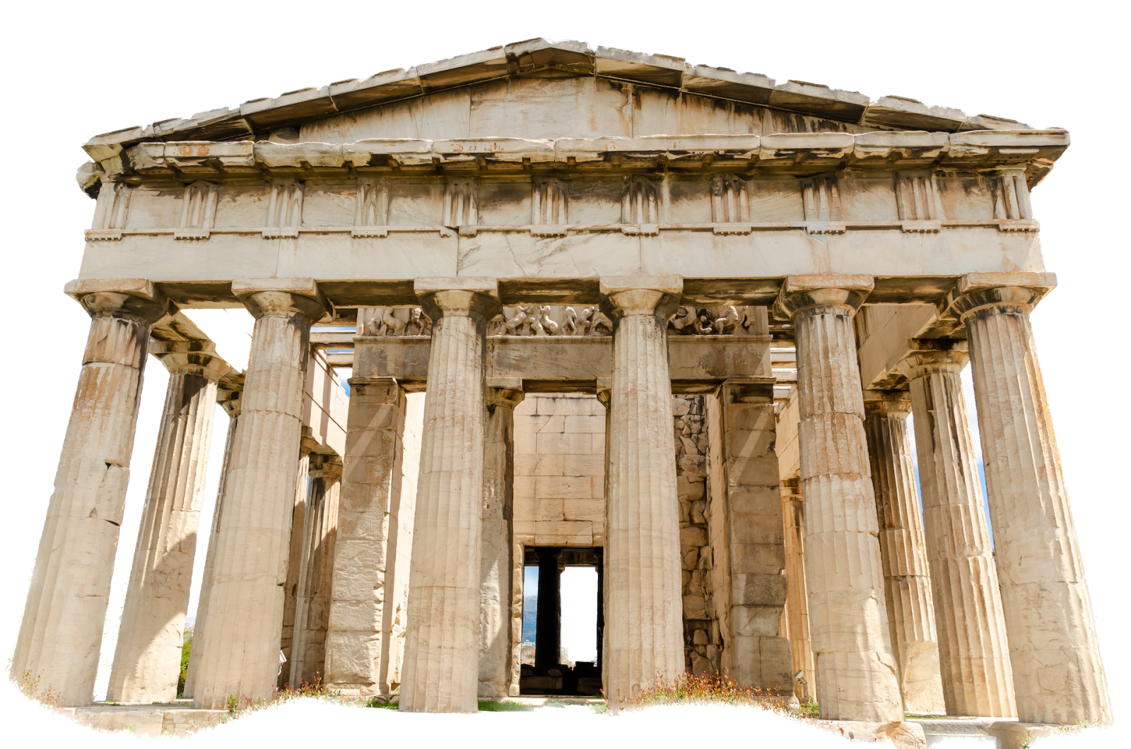Temple of Hephaestus in Ancient Agora, Athens, Greece. Background Removed