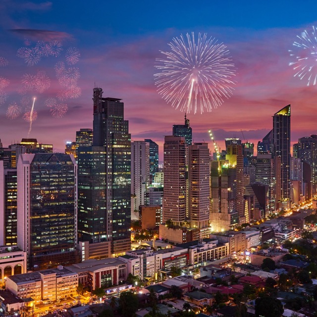 Fuochi d'artificio a Manila, nelle Filippine