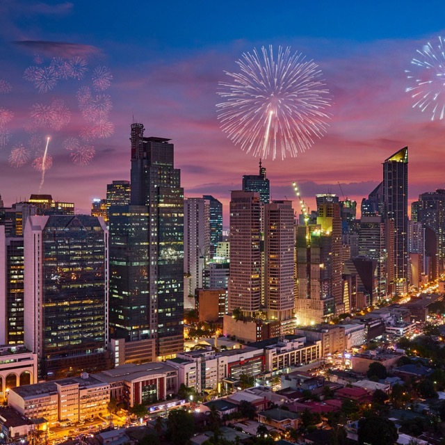 Fuegos artificiales en Manila, Filipinas