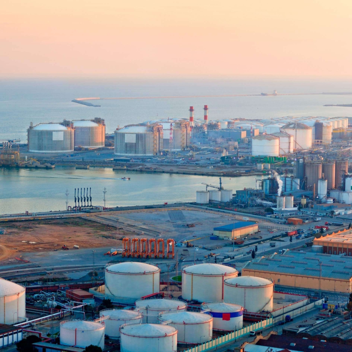LNG Tanks at the Port of Barcelona nowadays