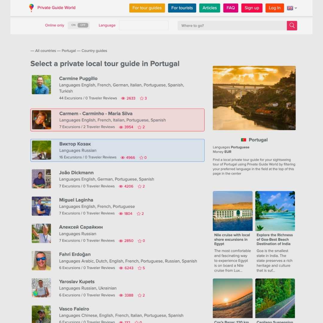 Guide turistiche locali in Portogallo