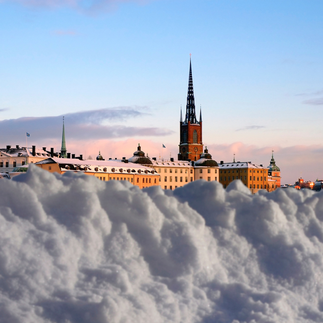 Зима в Стокгольме со снегом