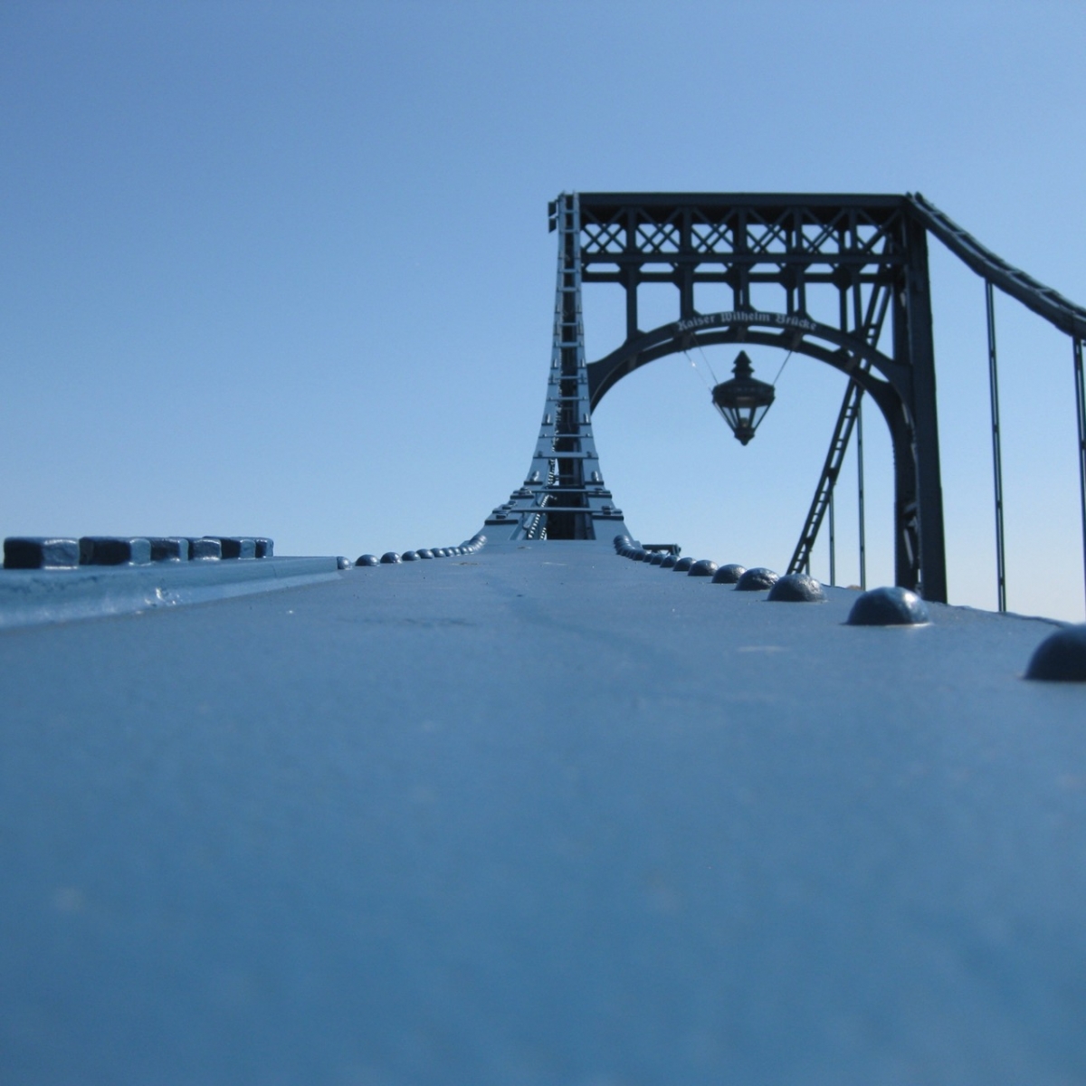 Kaiser-Wilhelm-Brücke covered under snow during winter in Wilhelmshaven